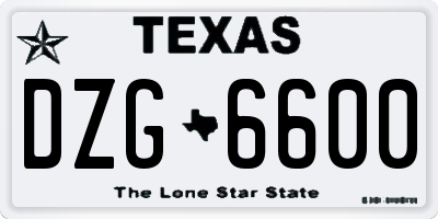 TX license plate DZG6600