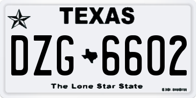TX license plate DZG6602