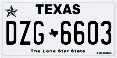 TX license plate DZG6603