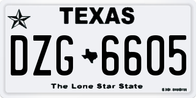TX license plate DZG6605