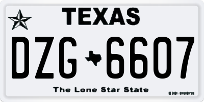 TX license plate DZG6607