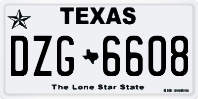 TX license plate DZG6608