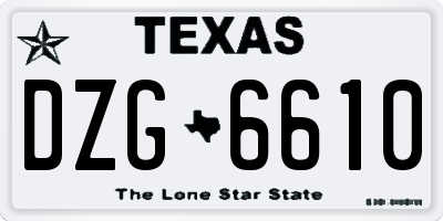 TX license plate DZG6610