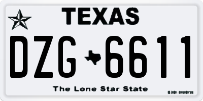 TX license plate DZG6611