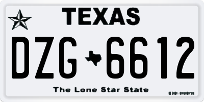 TX license plate DZG6612