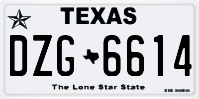 TX license plate DZG6614