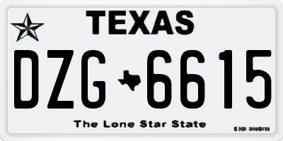 TX license plate DZG6615