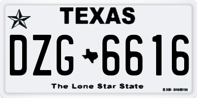 TX license plate DZG6616