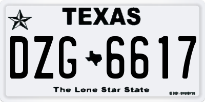 TX license plate DZG6617