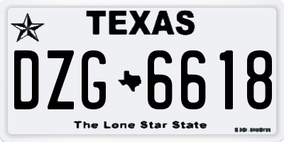 TX license plate DZG6618