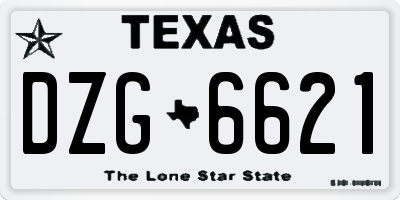 TX license plate DZG6621