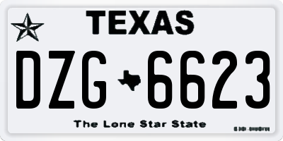 TX license plate DZG6623
