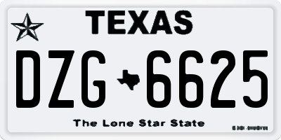 TX license plate DZG6625
