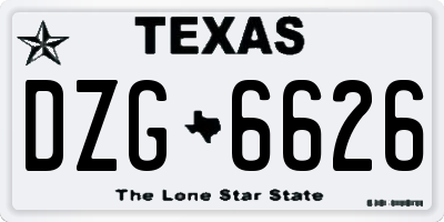 TX license plate DZG6626