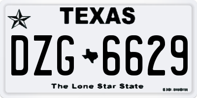 TX license plate DZG6629