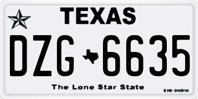 TX license plate DZG6635
