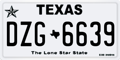 TX license plate DZG6639