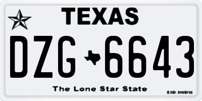 TX license plate DZG6643