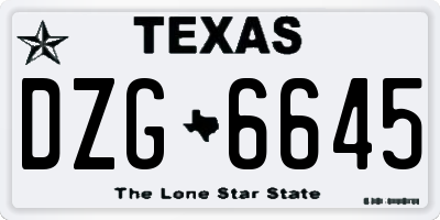 TX license plate DZG6645