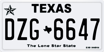 TX license plate DZG6647