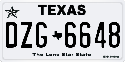 TX license plate DZG6648