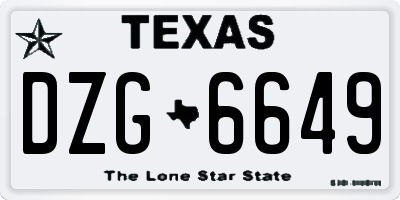 TX license plate DZG6649