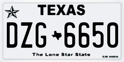 TX license plate DZG6650