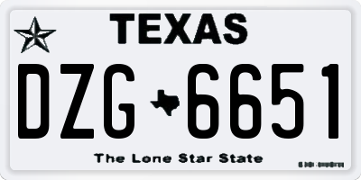 TX license plate DZG6651