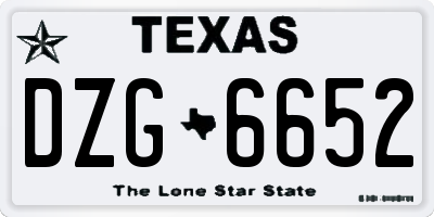 TX license plate DZG6652
