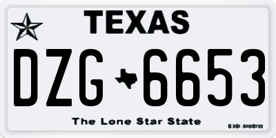 TX license plate DZG6653