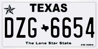 TX license plate DZG6654