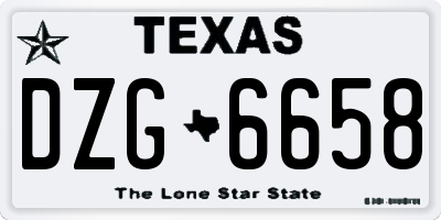 TX license plate DZG6658
