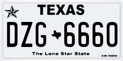 TX license plate DZG6660