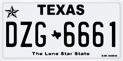 TX license plate DZG6661
