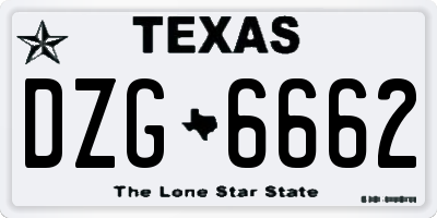 TX license plate DZG6662