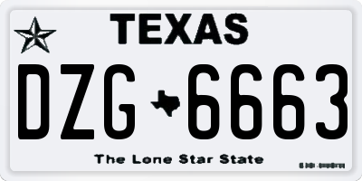 TX license plate DZG6663