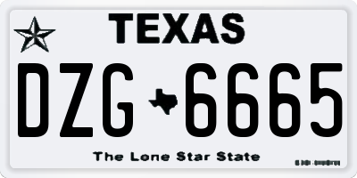 TX license plate DZG6665