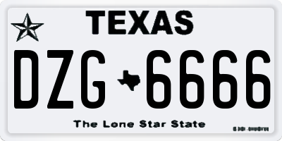 TX license plate DZG6666
