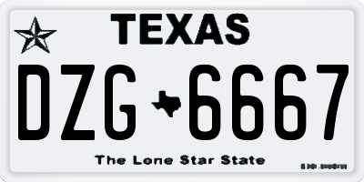 TX license plate DZG6667
