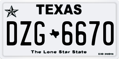 TX license plate DZG6670