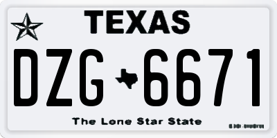 TX license plate DZG6671