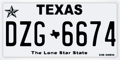 TX license plate DZG6674