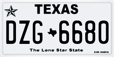TX license plate DZG6680