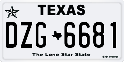 TX license plate DZG6681