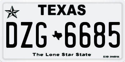 TX license plate DZG6685