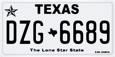 TX license plate DZG6689