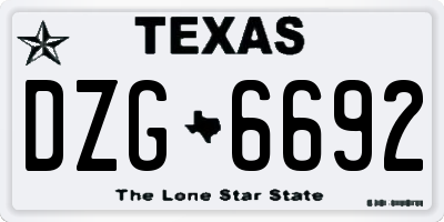 TX license plate DZG6692