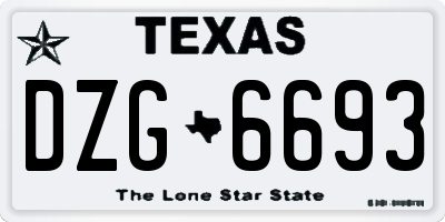 TX license plate DZG6693