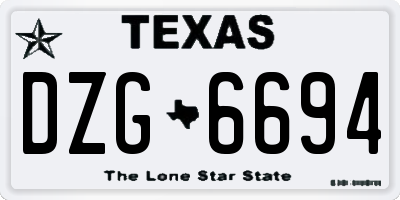 TX license plate DZG6694