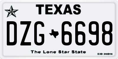 TX license plate DZG6698